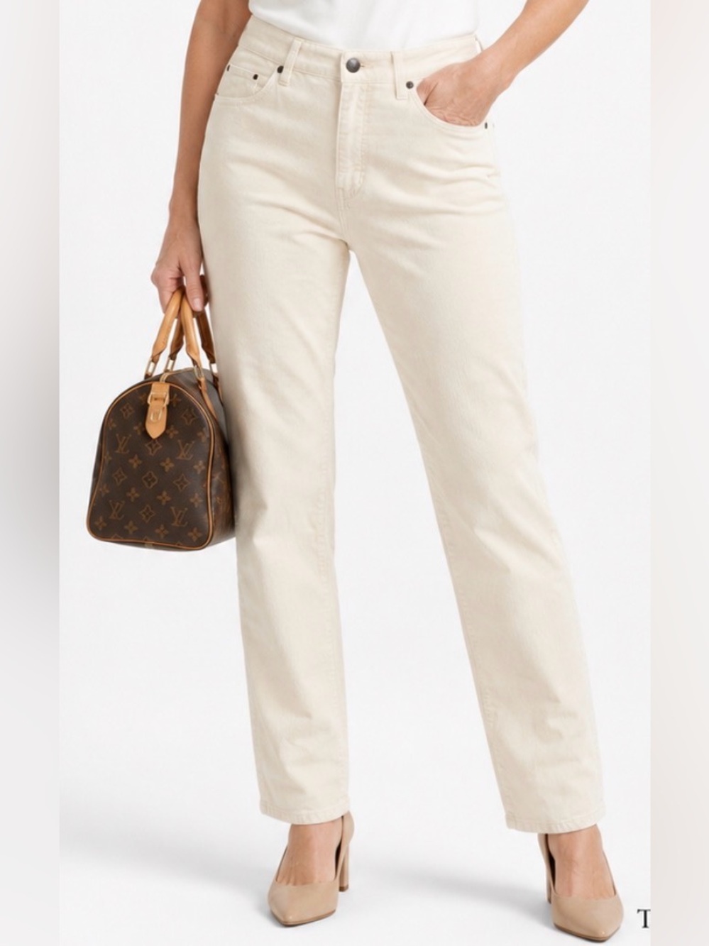 Talbots Cream Straight-Leg Jeans